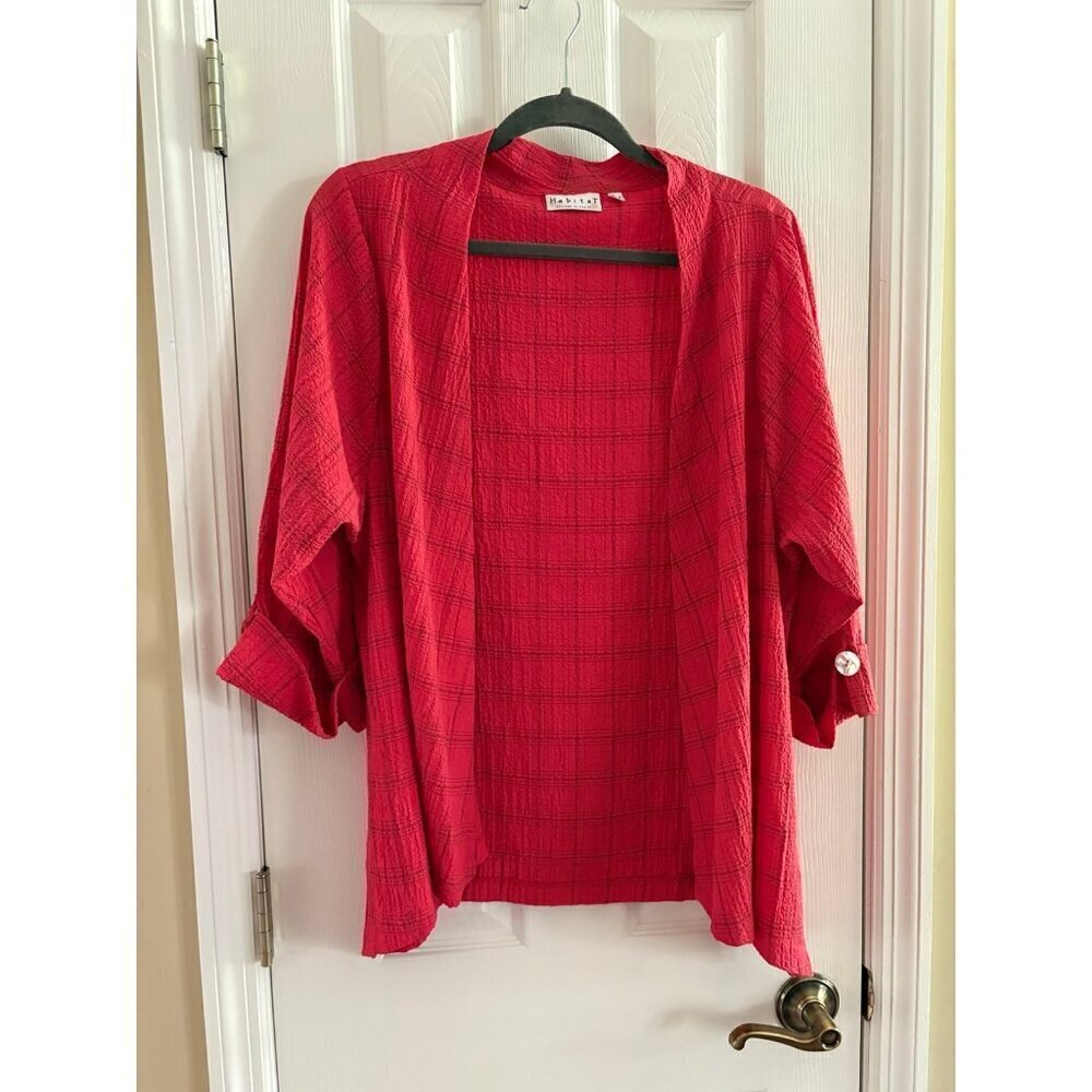 Habitat Womens Red Open Front Top Blouse